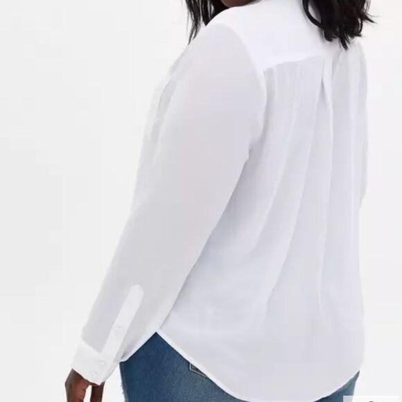 Torrid Madison Georgette Button Up Long Sleeve White Sheer Shirt Women Size 4X - Picture 8 of 16